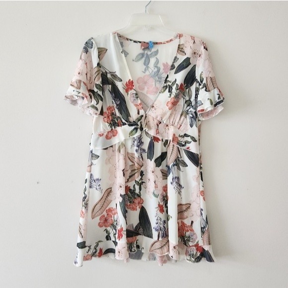 Show Me Your Mumu Virginia Floral Print Babydoll Mini Dress White Womens Small - Picture 4 of 7